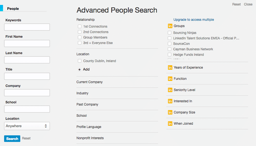 Advanced filters searching