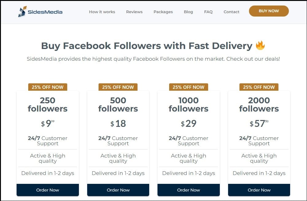 Buy Facebook Followers for SidesMedia