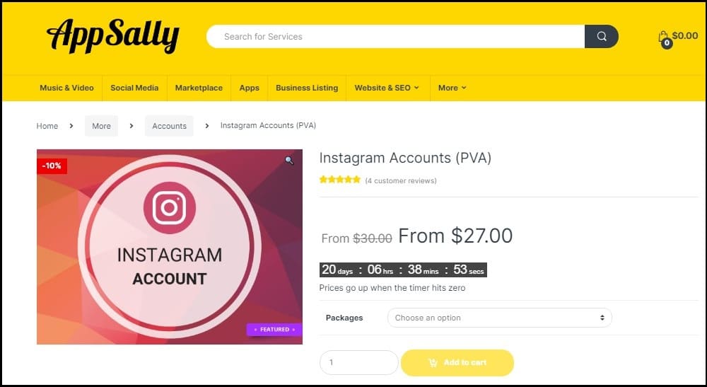 Buy Instagram Accounts for AppSally