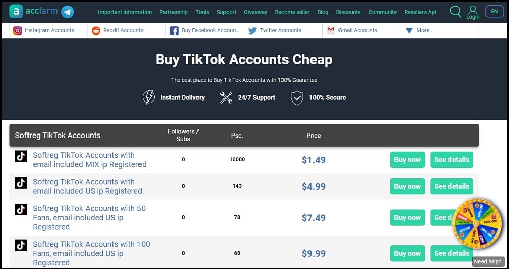 Buy Tik Tok Account for ACC Farm