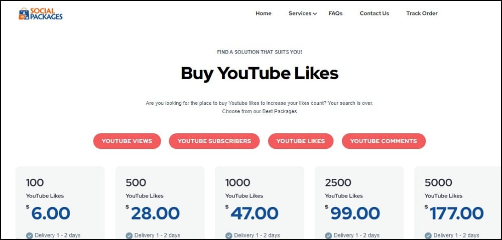 Buy YouTube Likes for Social Packages