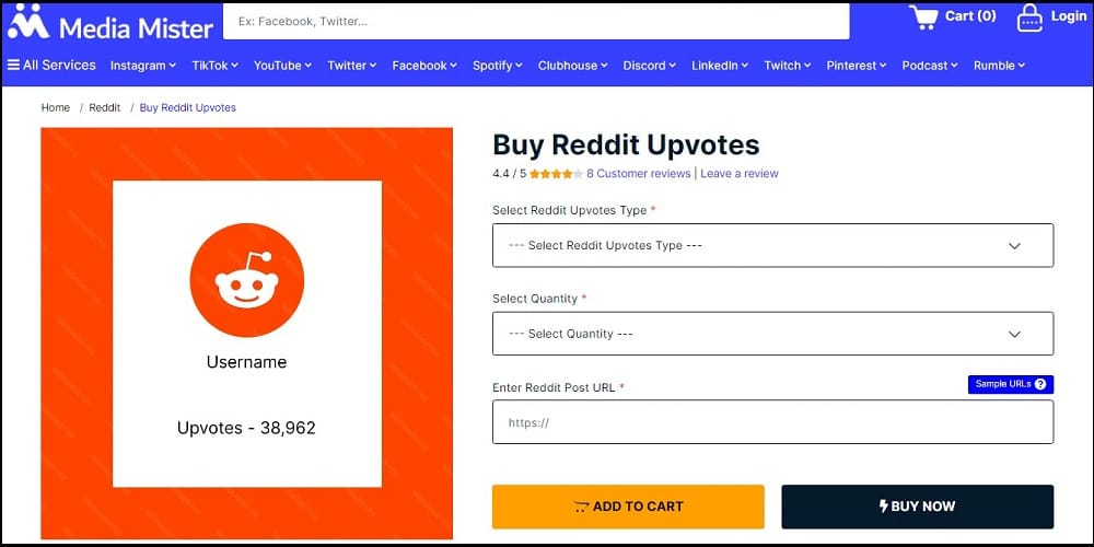 Buy Reddit Upvotes on Media Mister