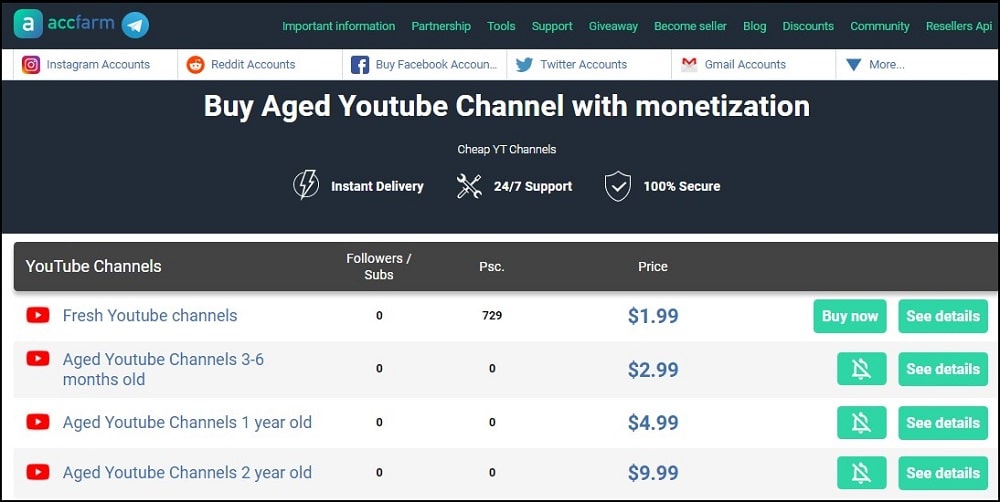 Buy YouTube Accounts for Accs Market
