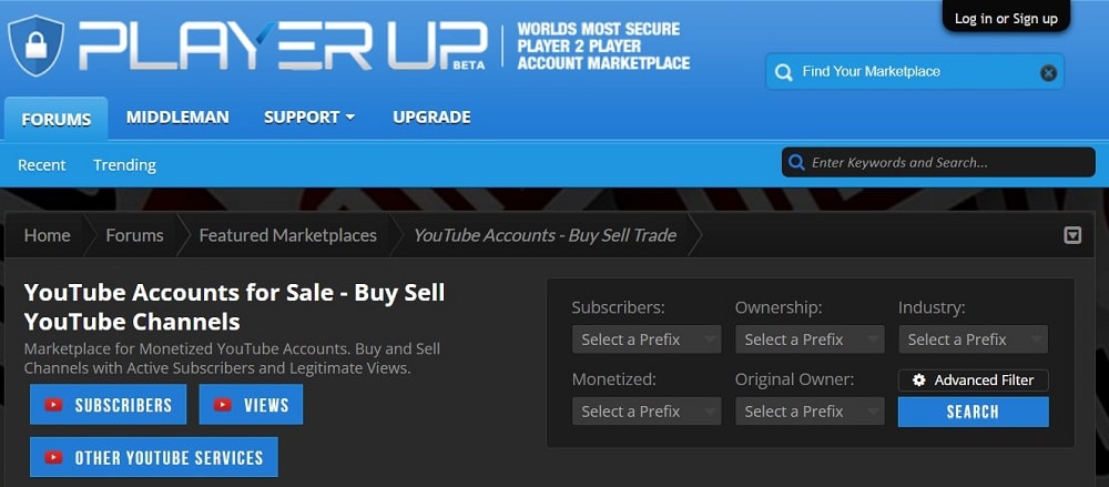 Buy YouTube Accounts for PlayerUp