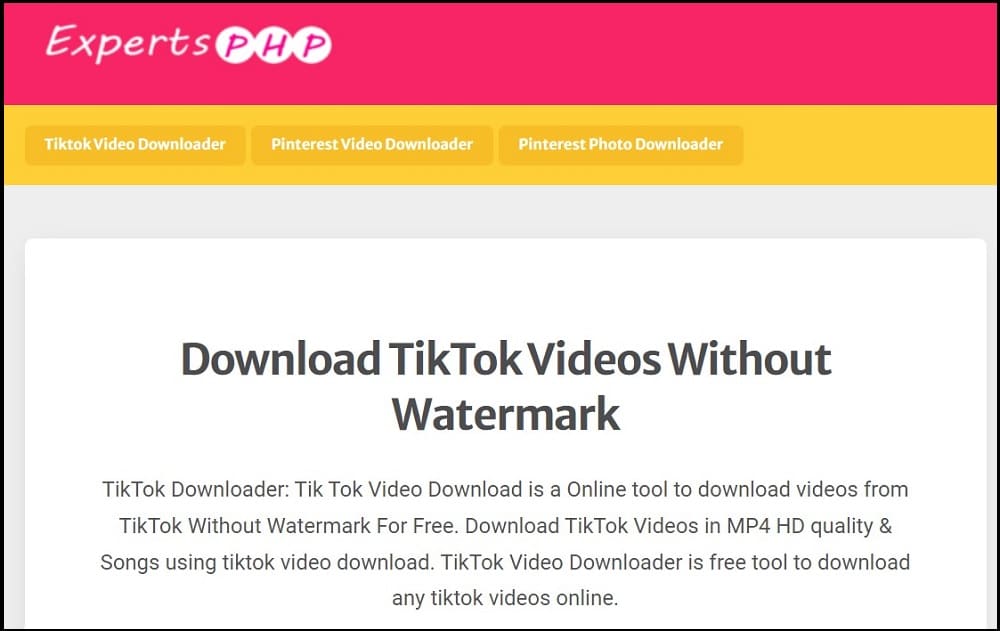 ExpertsPHP one of the Best TikTok Video Downloaders