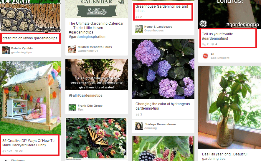 Hashtags with Pinterest