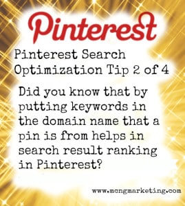 Pinterest Tip for Search Optimization details