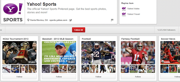 Yahoo sports Pinterest